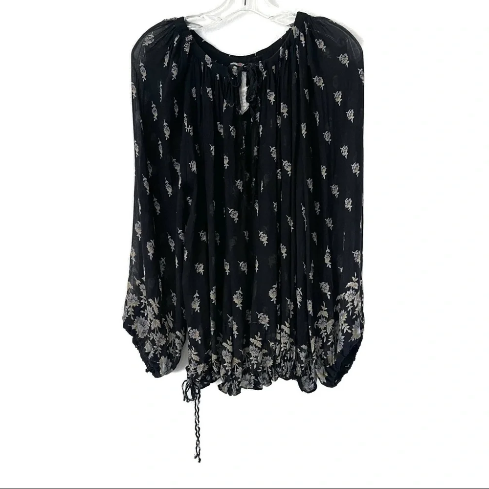 Free People Drippy pattern pintucks blouse XS/S